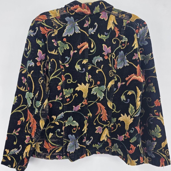 Fashion Bug Floral Tapestry Blazer Jacket Women's XLarge Black Multi Color - Picture 3 of 7
